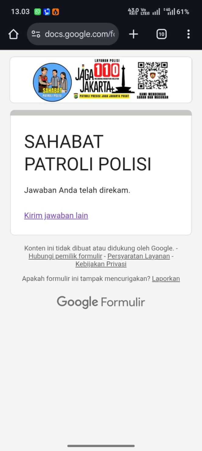 
					Patroli 1053 “Sahabat Polisi” Hadir di RW 02 Gelora, Sosialisasikan Sistem Pelaporan Berbarcode Kepada Warga