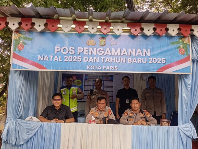 
					Pengamanan Natal 2025 dan Tahun Baru 2026, Kapolsek Johar Baru Tinjau Pospam Kota Paris
