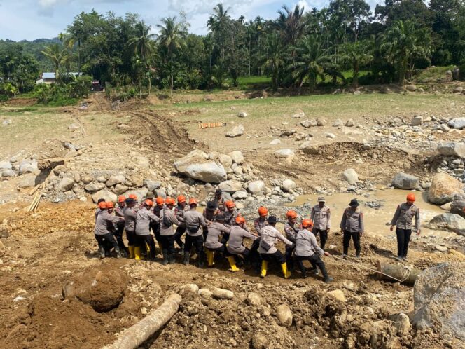 
					Pemulihan Akses Warga, Brimob Jambi Bangun Jembatan Darurat Antar Desa Kampung Tengah Timur dan Padang Landua