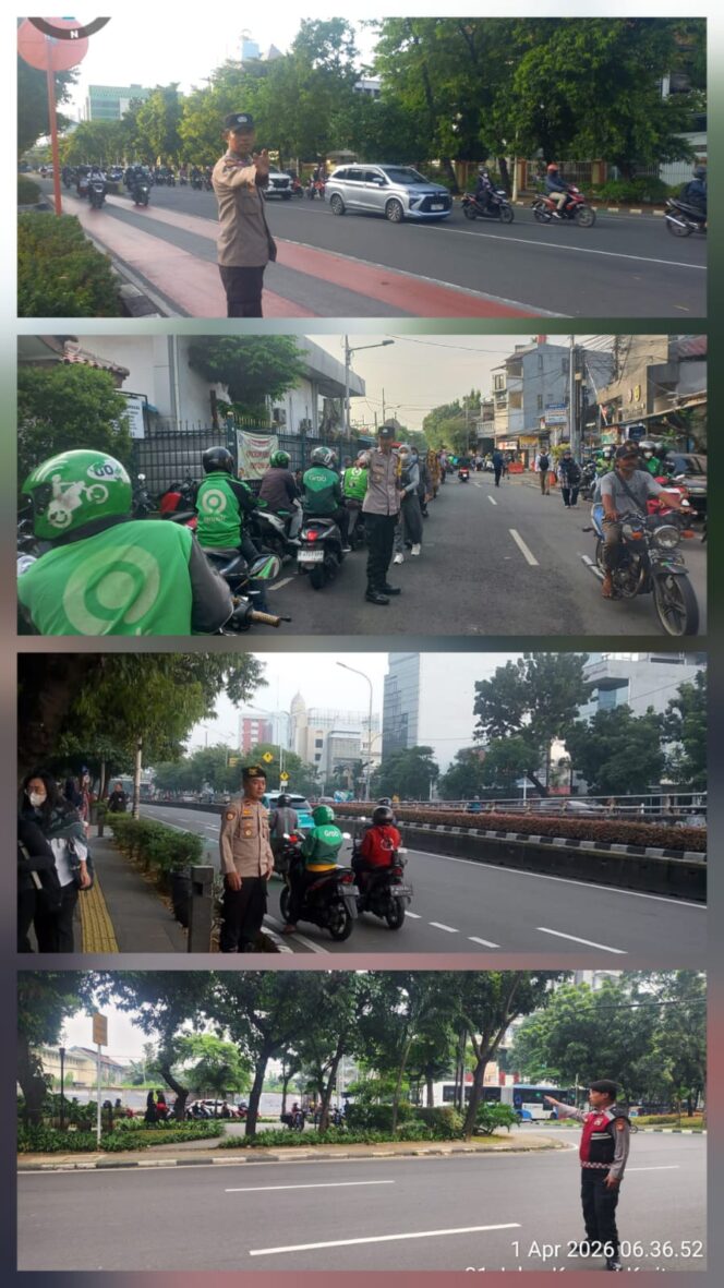 
					Polsek Senen Gelar Pengaturan Lalin Pagi, Arus Ramai Lancar dan Kondusif