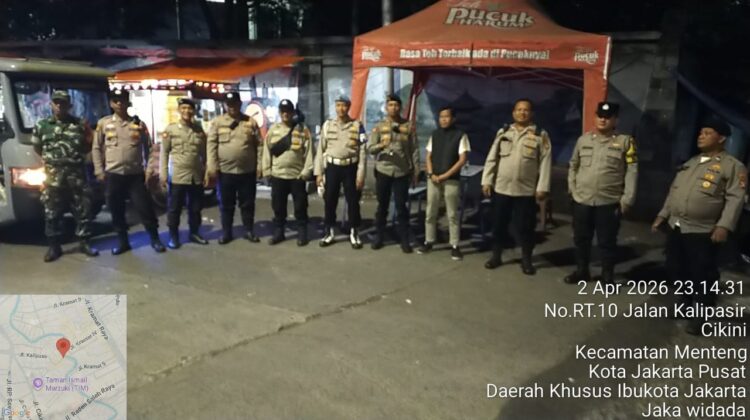 Patroli Tiga Pilar Perketat Perbatasan Kwitang–Kalipasir, Menteng Tetap Aman