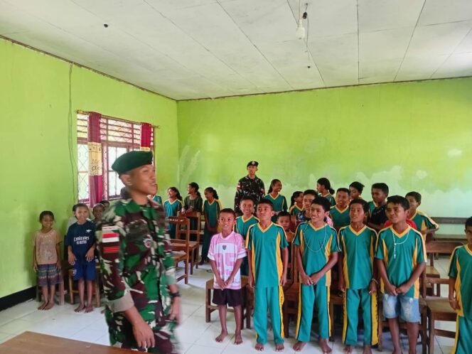 
					Bakti di Batas Cerdas Tanpa Batas, Satgas Pamtas Yonarhanud 2 Kostrad Jadi Guru di SDK Tali