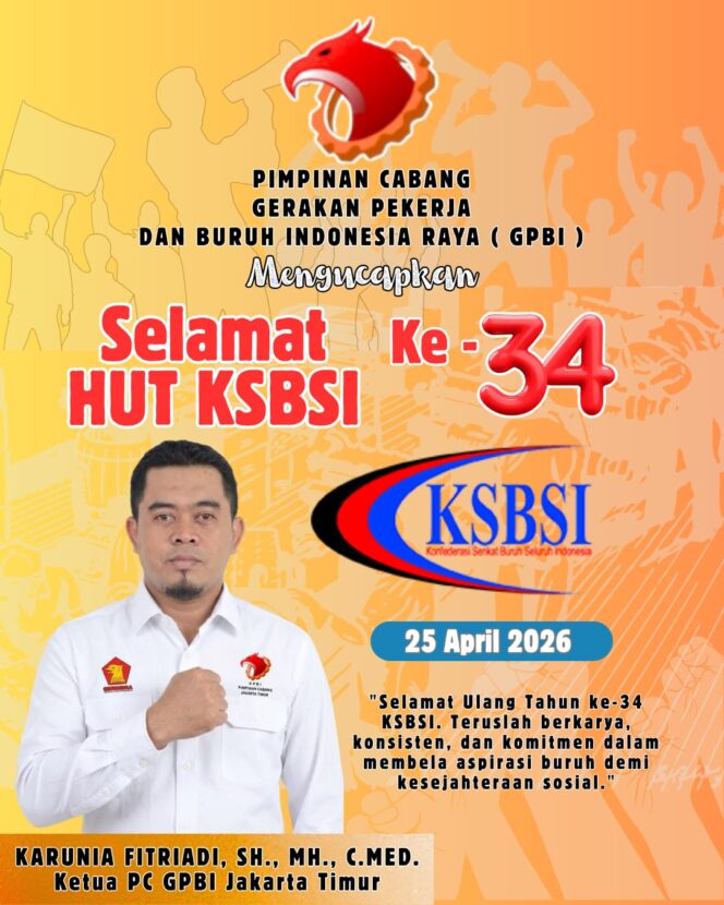 
					HUT KSBSI ke-34, GPBI Jakarta Timur Dorong Arah Baru Perjuangan Buruh yang Lebih Adaptif