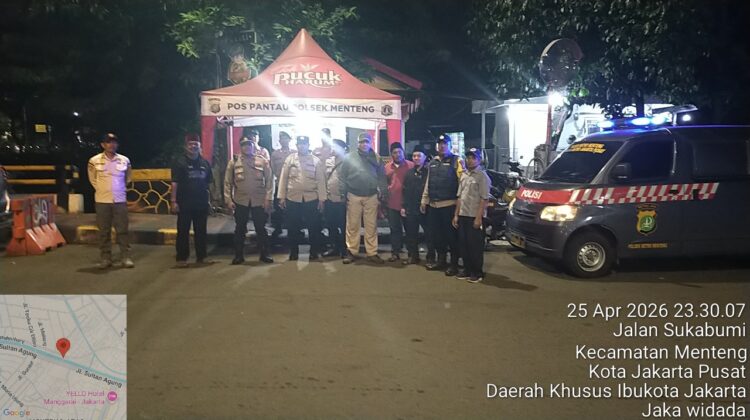 Patroli Cipta Kondisi Menteng, Antisipasi Gangguan Kamtibmas di Perbatasan Menteng Tenggulun