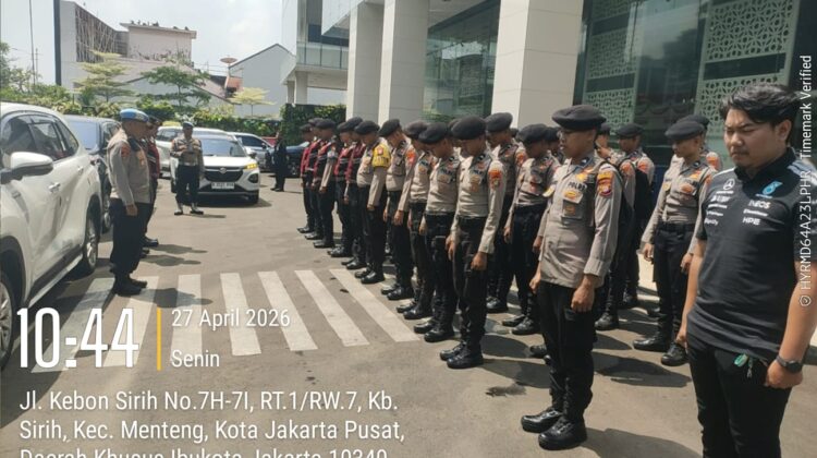 Siaga Pengamanan Aksi Mahasiswa di Kantor BGN Menteng, Polsek Metro Menteng Gelar Apel Kesiapan di Kebon Sirih