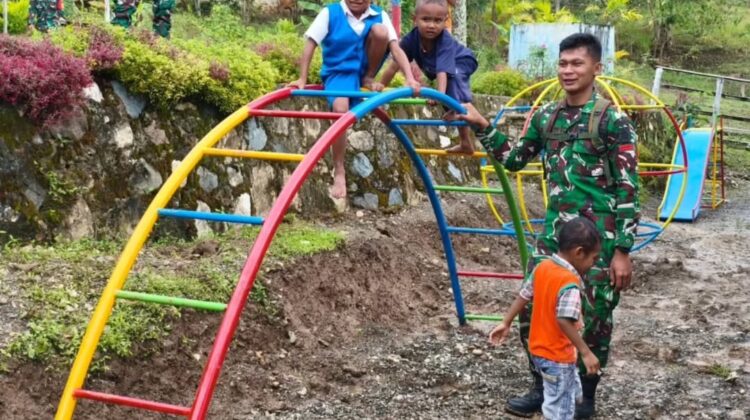 Yonarhanud 2 Kostrad Percantik PAUD Flamboyan Satab, Tingkatkan Semangat Belajar Anak
