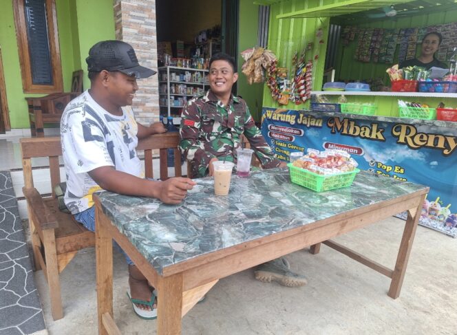 
					Komsos Humanis Satgas TMMD 128 “Ngopi Santai, Pererat Kedekatan dengan Warga