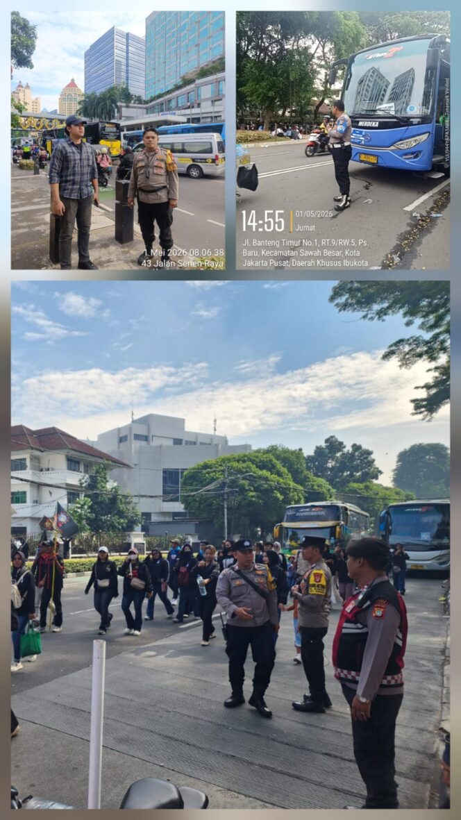 
					Ploting Personel Kantong Parkir di Kawasan Senen–Kwini, Polisi Monitor Pergerakan Massa Buruh ke Monas