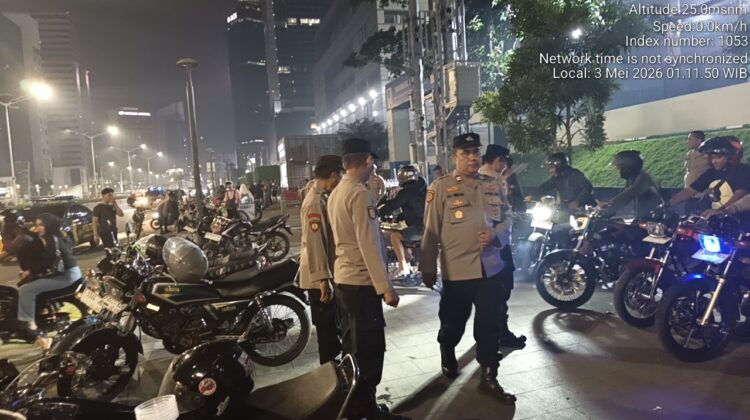 Patroli Cipkon Menteng–Polres Jakpus Tertibkan Kerumunan Pemotor di Sepanjang Jalan Mh Thamrin