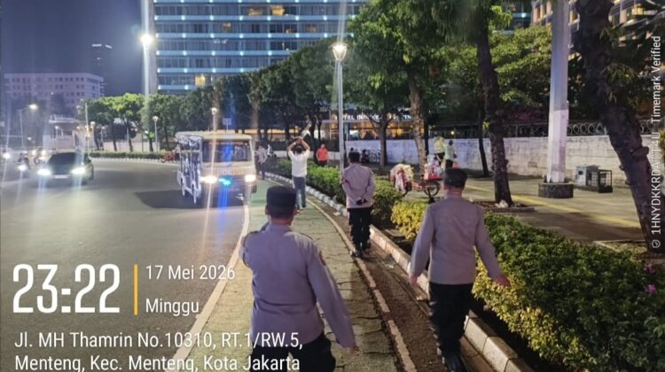 Patroli Cipkon Menteng Bubarkan Kerumunan Pemotor di Bundaran HI Mh Thamrin Menteng