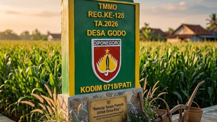 Tugu Prasasti TMMD Reguler ke-128 Kodim Pati Berdiri Kokoh, Jadi Simbol Pengabdian di Desa Godo