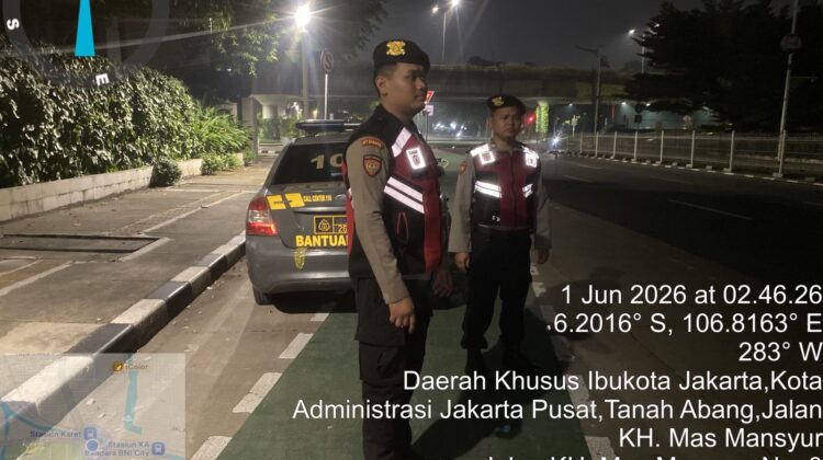Patko 1052 Laksanakan Strong Point di TL Karet Bivak, Antisipasi Tawuran dan Kejahatan Jalanan