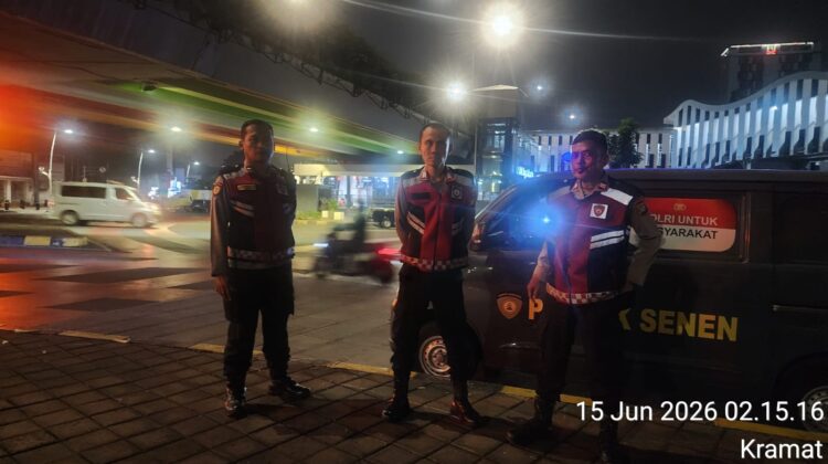Patroli Strong Point Polsek Senen Antisipasi Tawuran dan Begal di Simpang Lima Senen