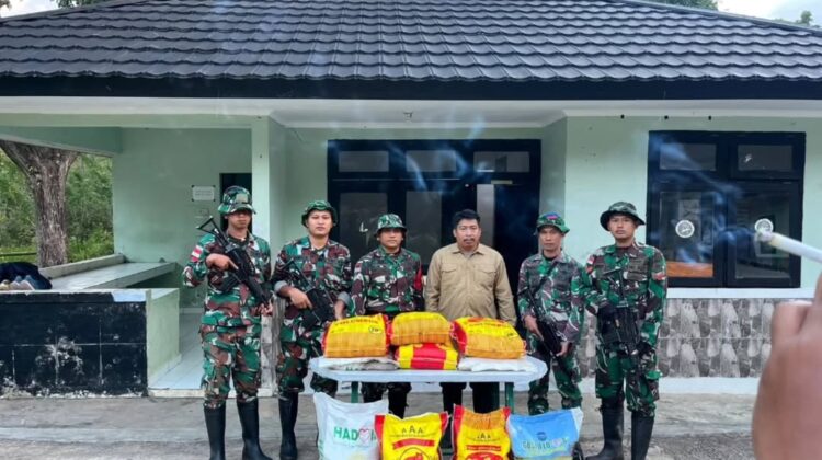 Gagalkan Penyelundupan Barang Ilegal, Satgas Pamtas Yonarhanud 2 Kostrad Amankan 200 Kilogram Beras Asal Timor Leste