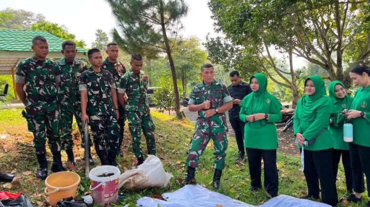 Brigif 14 Kostrad dan Dinas Lingkungan Hidup Lebak Ubah Sampah Organik Jadi Pupuk Kompos