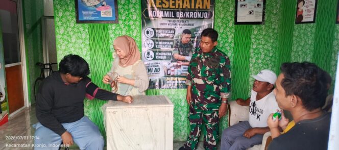 
					Pedulian TNI Kepada Rakyat, Koramil 08/Kronjo Gelar Baksos Pelayanan Kesehatan Gratis