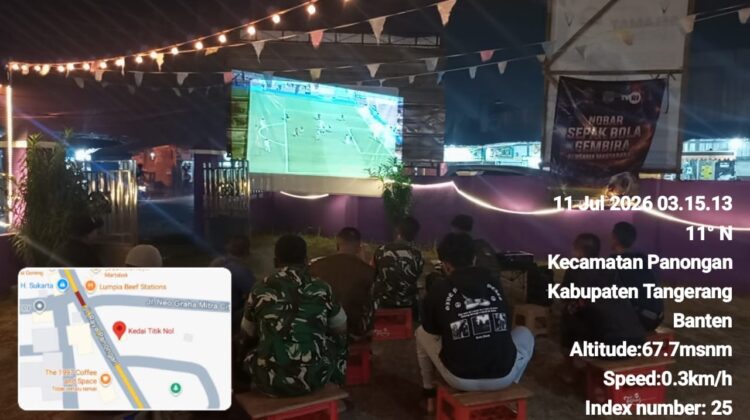 Nobar Piala Dunia 2026, Koramil 14/Panongan Pererat Kebersamaan TNI dan Masyarakat