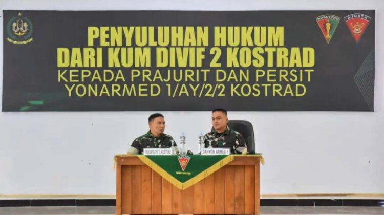 Menuju Prajurit Profesional dan Taat Aturan, Divif 2 Kostrad Gelar Penyuluhan Hukum di Yonarmed 1 Kostrad