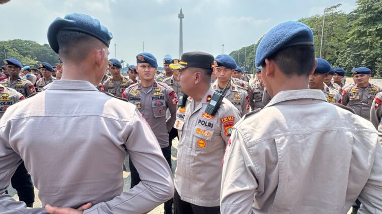 Kapolsek Sawah Besar Pimpin Apel Pelayanan Zikir dan Doa Kebangsaan HUT RI ke-81 di Monas