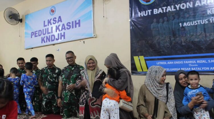 Wujud Syukur HUT Ke-70, Yonarhanud 2 Kostrad Berbagi Kasih dengan Panti Asuhan KNDJH Malang