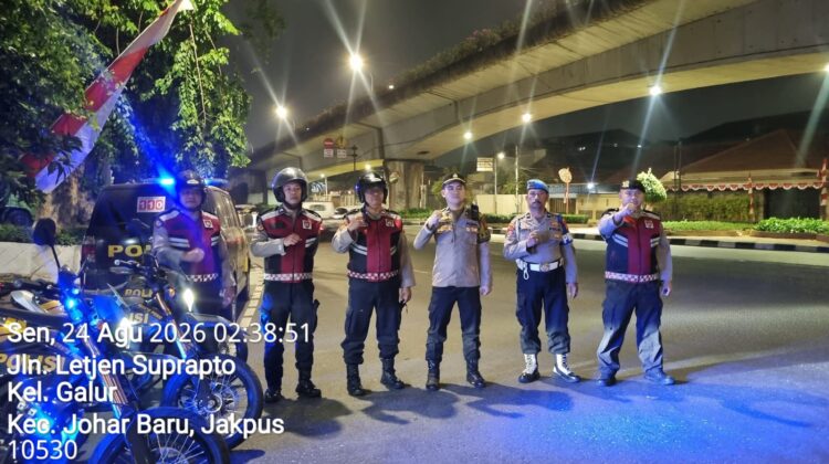 Terangi Jalanan di Malam Hari, Patroli Blue Light Polsek Johar Baru Perkuat Kamtibmas