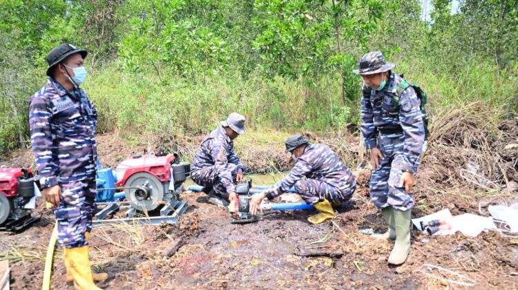 Aksi Cepat Lanal Banjarmasin Padamkan Kebakaran Hutan Gambut di Kabupaten Banjar