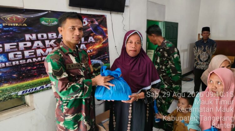 Berikan Layanan Kesehatan dan Sembako Gratis, Koramil 09/Mauk Gelar Komsos dan Bakti Sosial Kesehatan Jaga Jakarta “On The Spot”