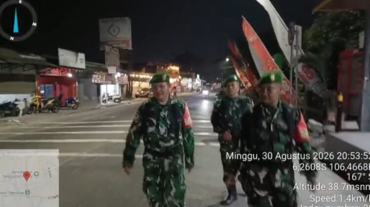 Pastikan Wilayah Aman dan Kondusif, Koramil 06/Tigaraksa Gelar Patroli Rutin Malam Hari