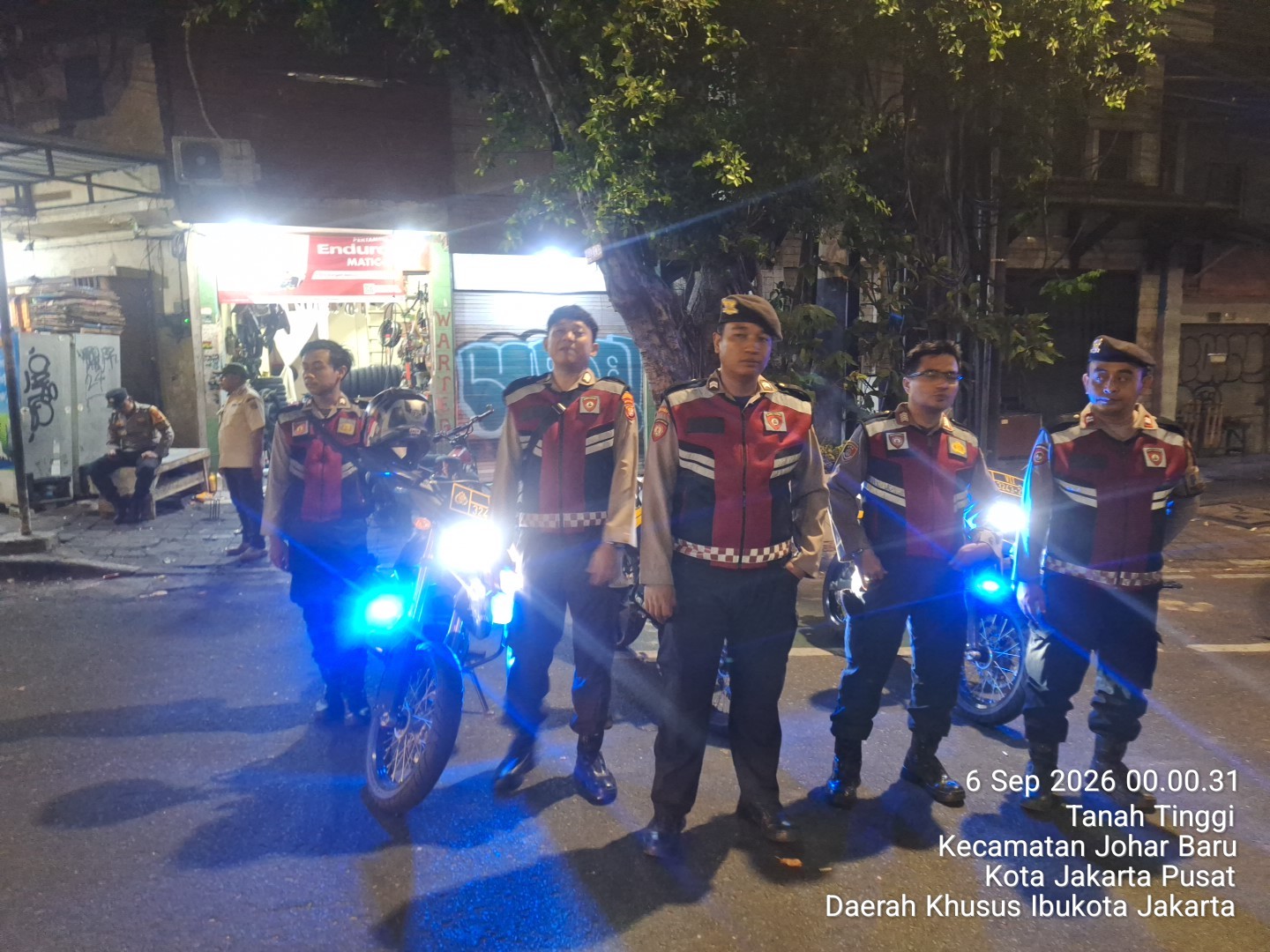 Samapta Polsek Johar Baru Strong Point Dini Hari, Cegah 3C dan Tawuran