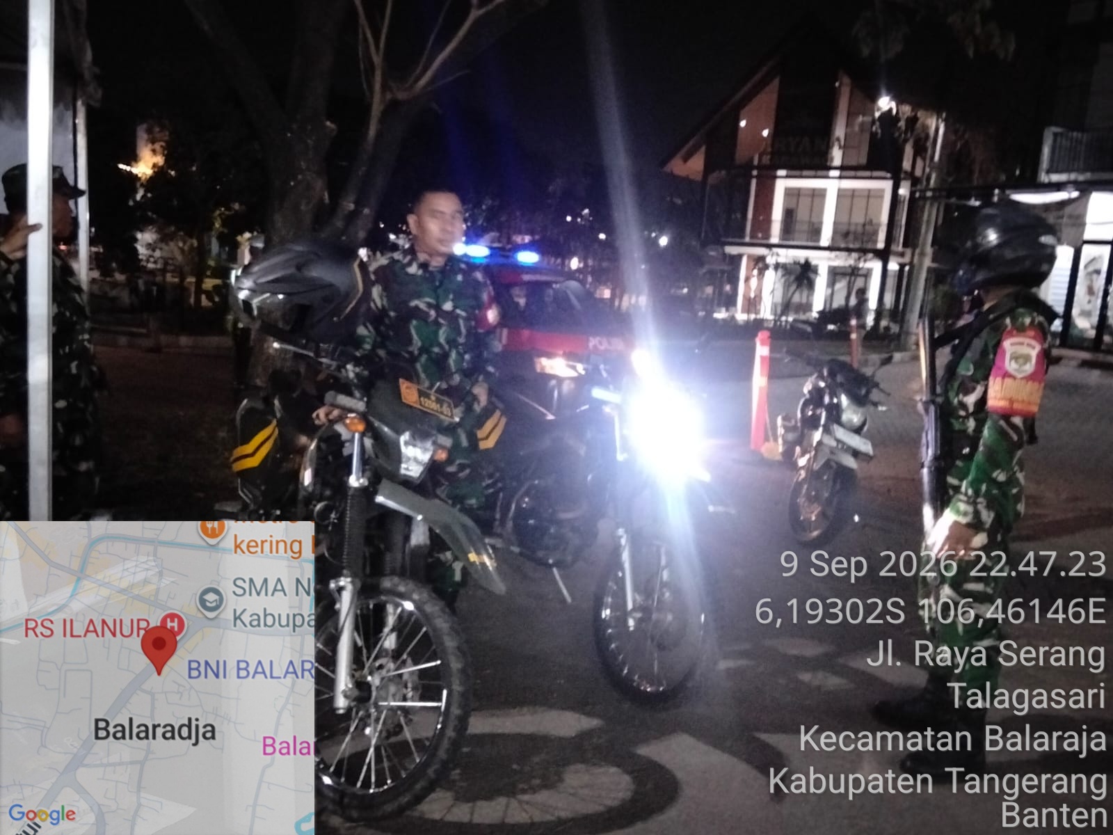 Antisipasi Daerah Rawan Begal, Koramil 05/Balaraja Gelar Patroli Bersama Polsek