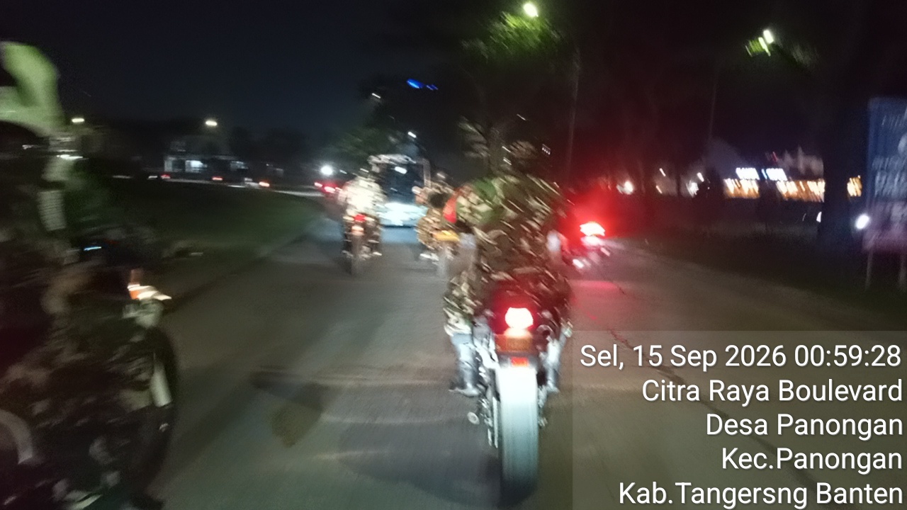 Intensifkan Keamanan Wilayah, Koramil 14/Panongan Gelar Patroli Malam Bersama Polsek