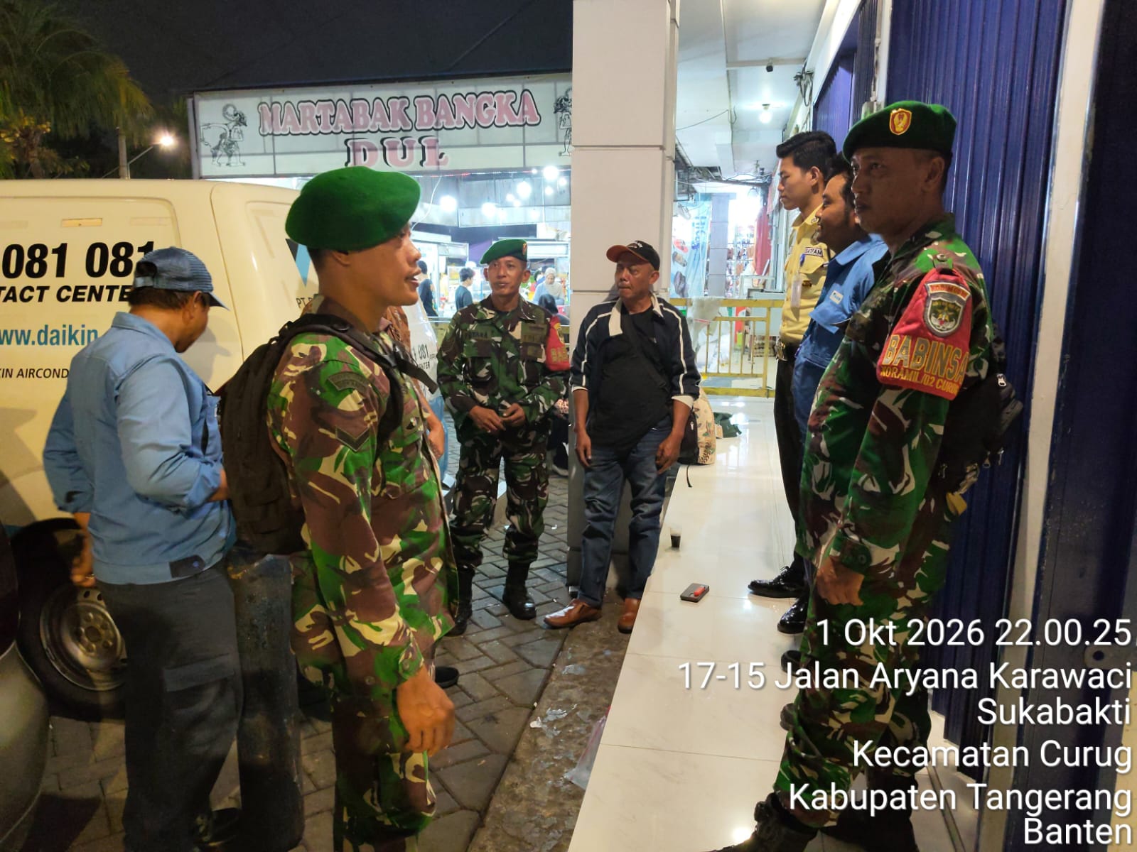 Ciptakan Wilayah Aman dan Kondusif, Koramil 02/Curug Gelar Patroli Malam