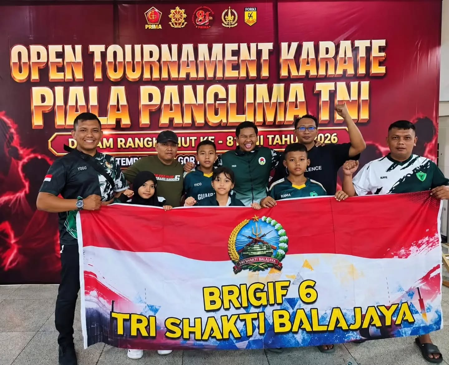 Brigif 6 Kostrad Raih 9 Medali pada Open Tournament Karate Piala Panglima TNI 2026