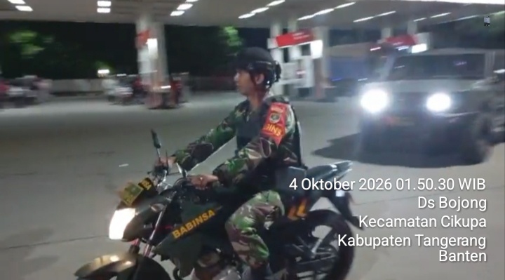 Jaga Kondusifitas Keamanan Wilayah, Koramil 04/Cikupa Gelar Patroli Malam