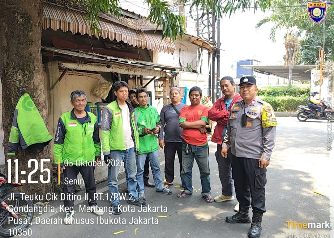 Bhabinkamtibmas Libatkan Ojol Gondangdia Jadi Mata di Jalan Cegah Kejahatan