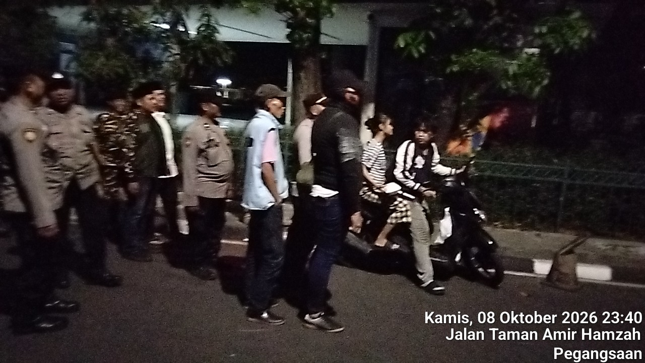 Polsek Metro Menteng Sisir Kawasan Taman Amir Hamzah, Antisipasi Tawuran Pada Malam Hari