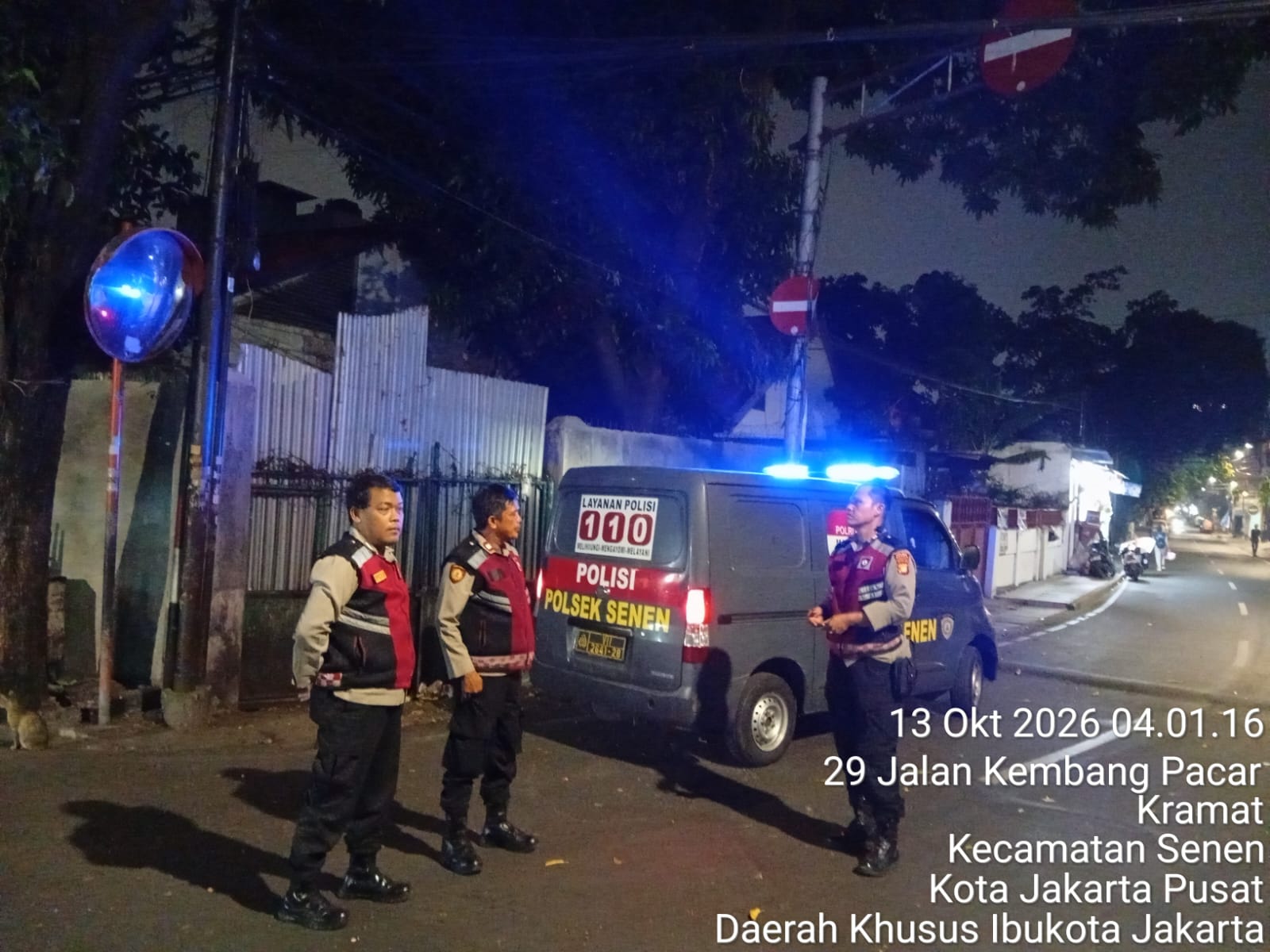 Cegah Tawuran dan Kejahatan Jalanan, Polsek Senen Gelar Patroli Biru Dini Hari