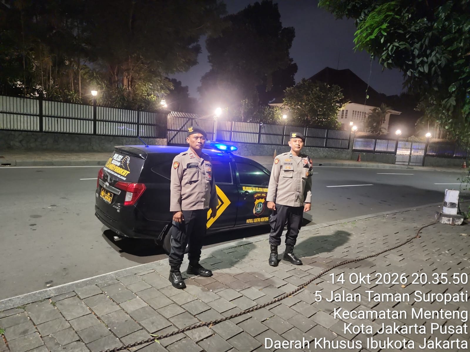 Polsek Metro Menteng Gelar Patroli Lampu Biru, Antisipasi Kejahatan Jalanan