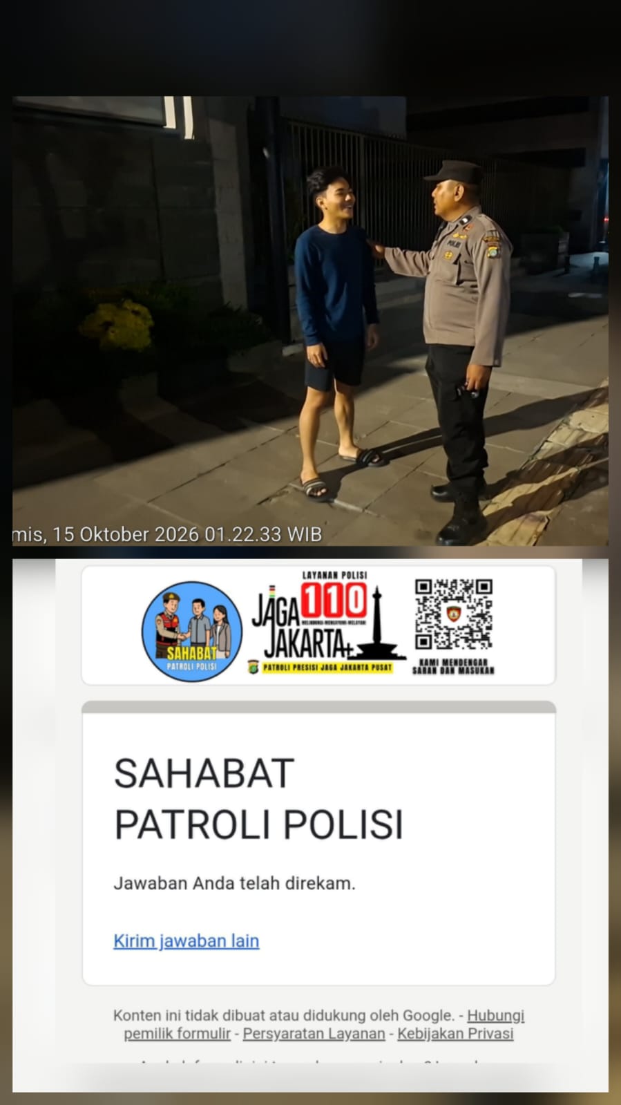 Antisipasi Gangguan Kamtibmas, Personel Patroli Polsek Metro Gambir Gelar Patroli Strong Point di Jalan Hayam Wuruk