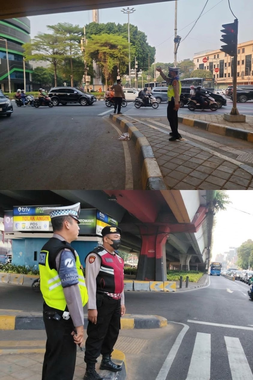 Polsek Senen Gelar Strong Point Pagi dan Sore, Antisipasi Kemacetan hingga Kejahatan Jalanan