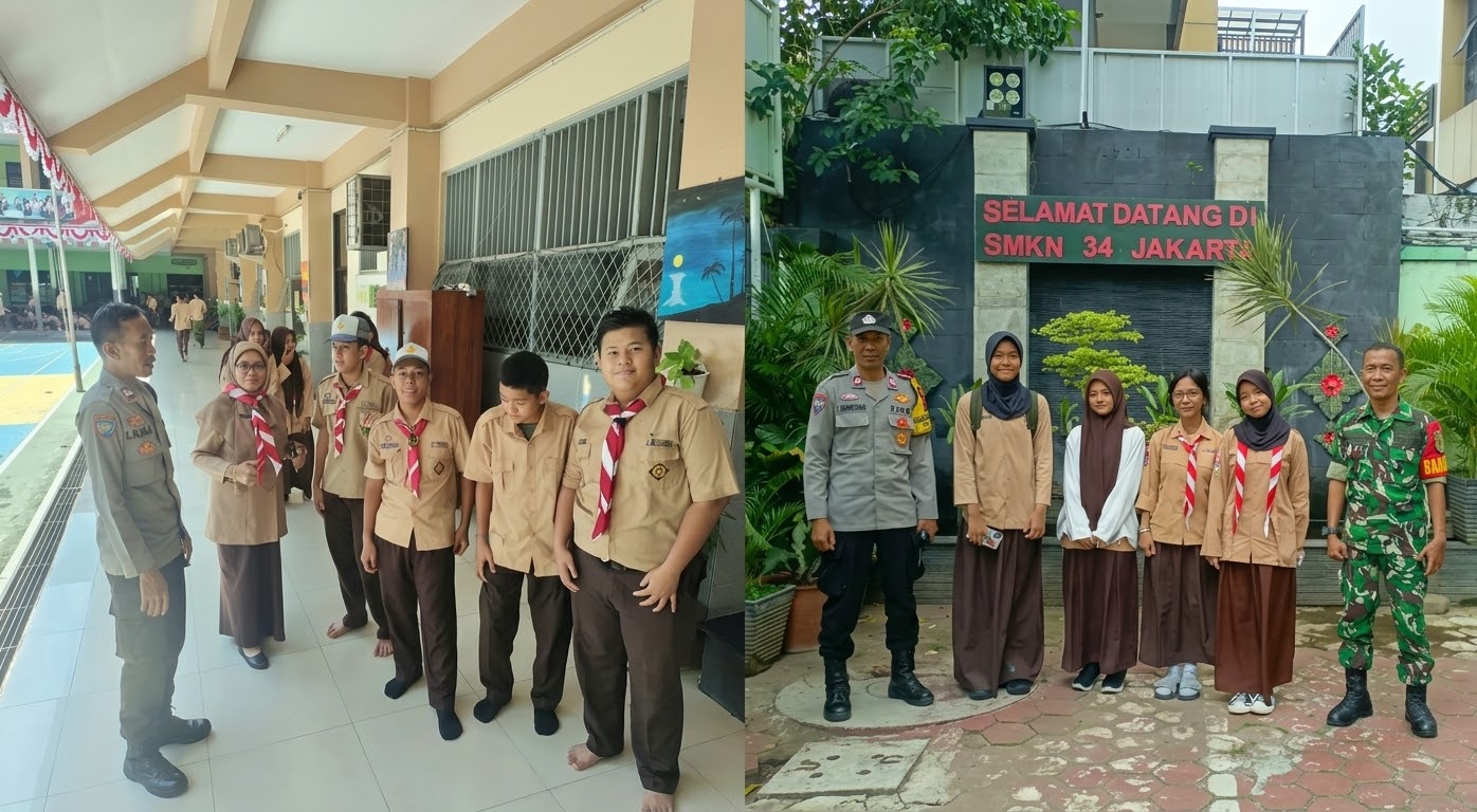 Polsek Senen Pantau Bubaran Siswa SMKN 34 Jakarta Pusat, Imbau Pelajar Langsung Pulang