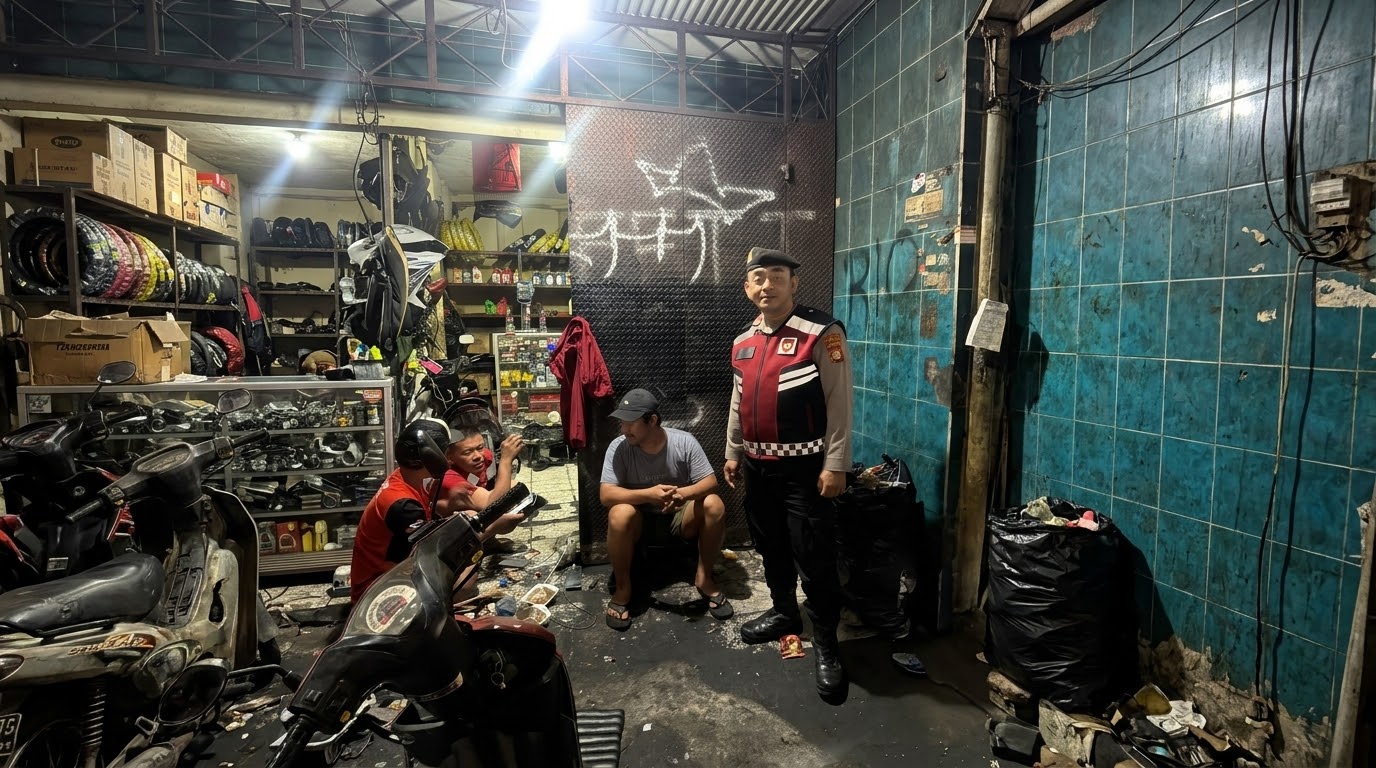 Patroli Dialogis Dini Hari, Panit dan Anggota Samapta Polsek Johar Baru Imbau Warga Waspadai Kejahatan 3C