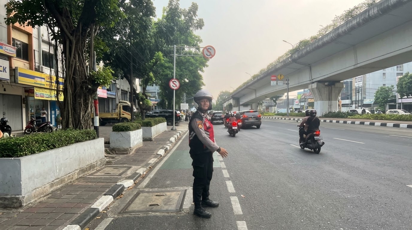 Pelayanan Sore Hari, Polsek Johar Baru Tempatkan Personel Pengaturan di Tiga Titik Strategis Arus Lalu Lintas