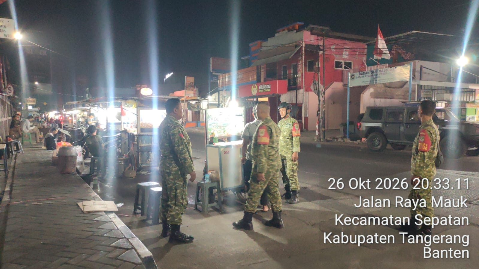 Koramil 10/Sepatan Gelar Patroli Jalan Kaki dan Berkendara Maung, Jaga Kondusivitas Wilayah
