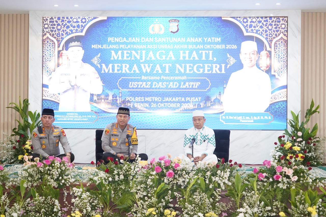 Polres Metro Jakarta Pusat Santuni 100 Anak Yatim, Gelar Doa Bersama untuk Jakarta Aman dan Damai