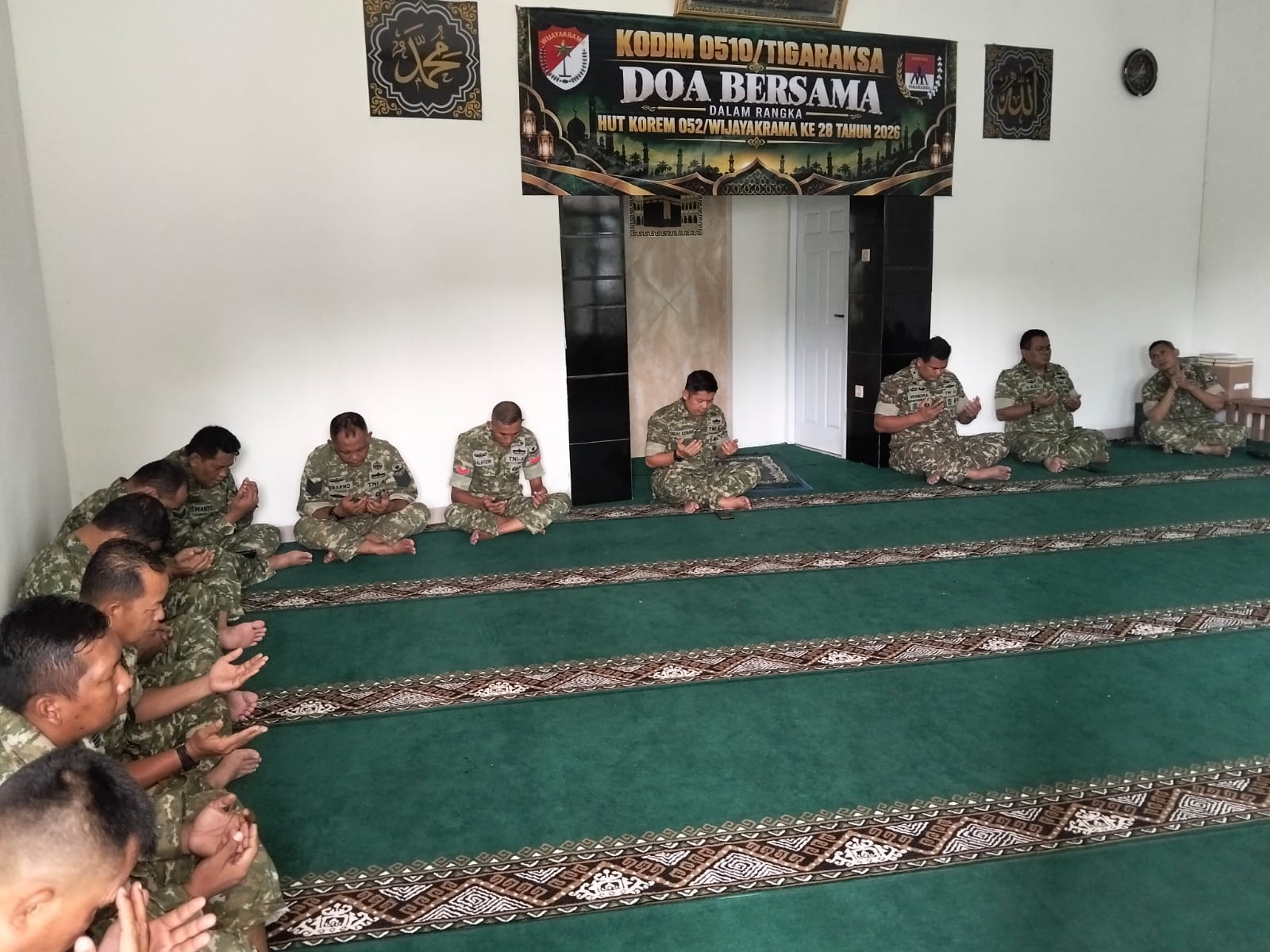 Kodim 0510/Tigaraksa Gelar Doa Bersama dalam Rangka HUT ke-28 Korem 052/Wijayakrama